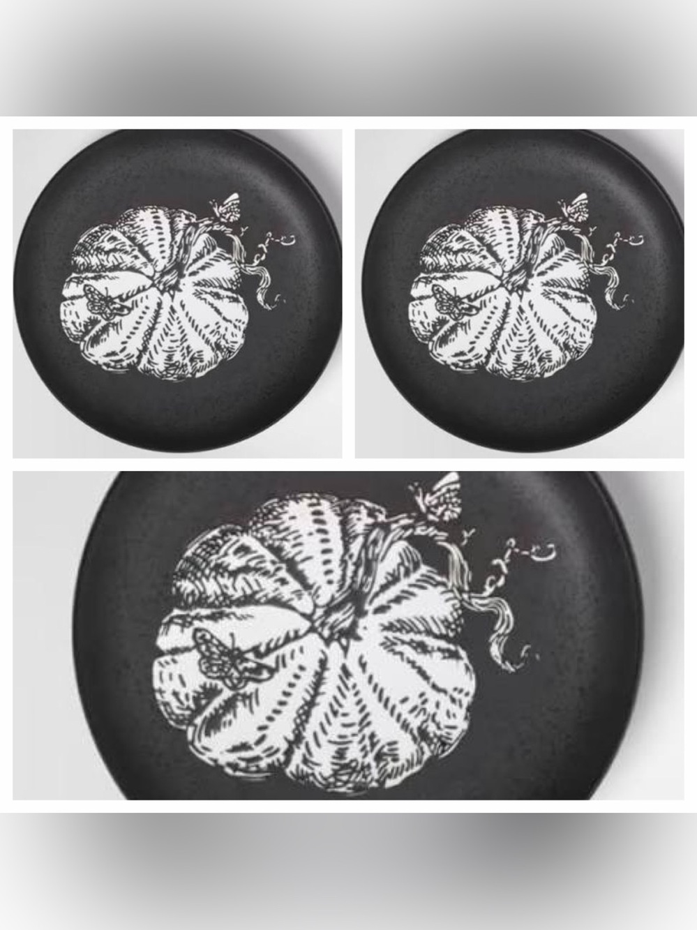 3!!!! THRESHOLD NWT pumpkin stoneware appetizer plates -black/white